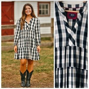 MAEVE by ANTHROPOLOGIE Amber Black and White Plaid Tunic Mini Dress NWOT